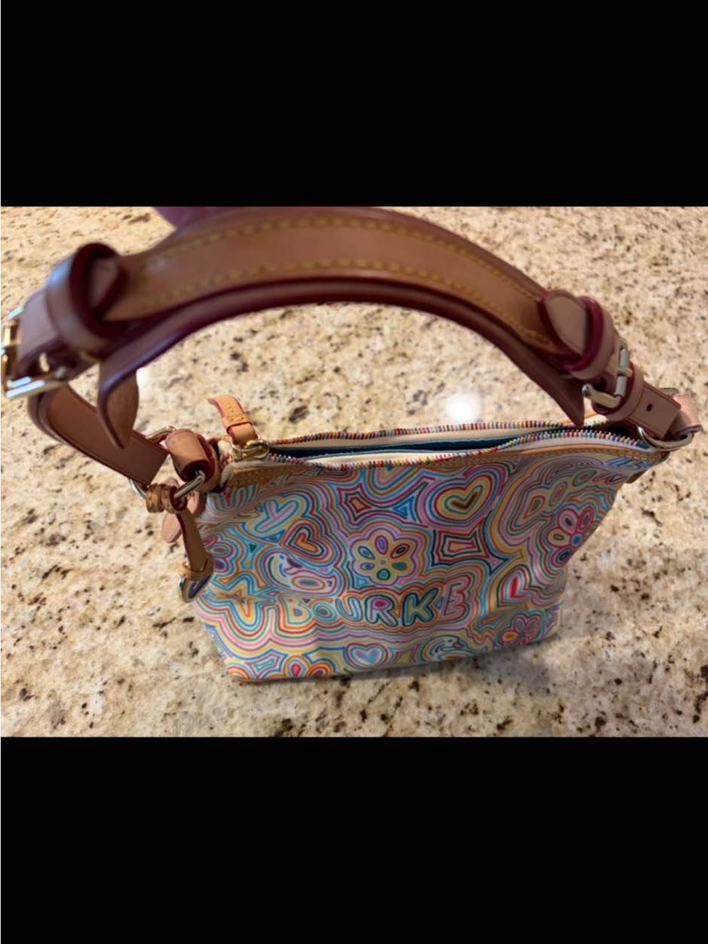 Dooney & Bourke Pastel Multicolor Heart & Flower Print Crossbody